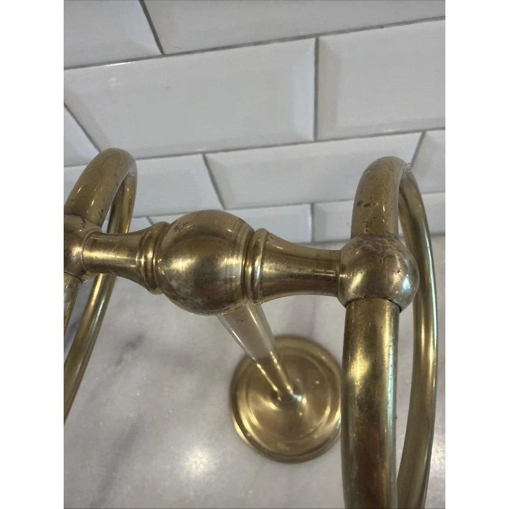 Vintage MCM Gatco SolidBrass‎ Double Hand Towel Ring Holder Stand Bathroom ES008